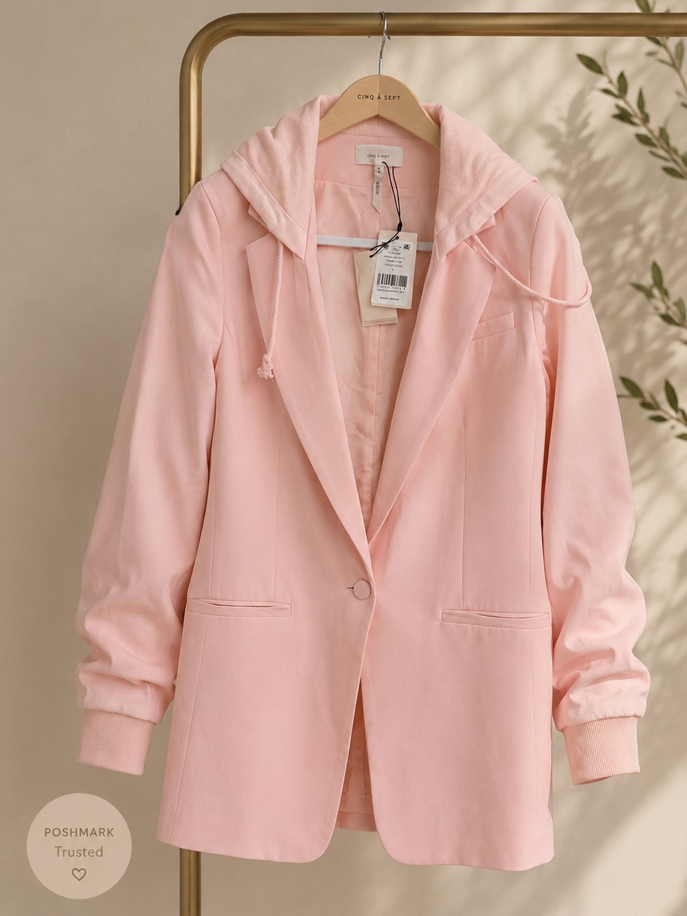 cinq-à-sept Pale Rose Khloe Hooded Blazer Jacket - Picture 2 of 4